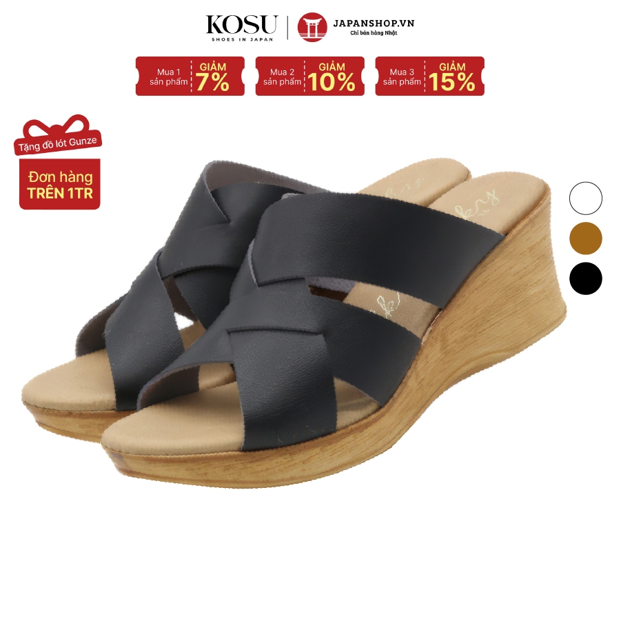 Dép nữ đế xuồng 6,5cm Kosu 1348, dép nữ siêu nhẹ chống nước chống trơn trượt chính hãng Nhật Bản