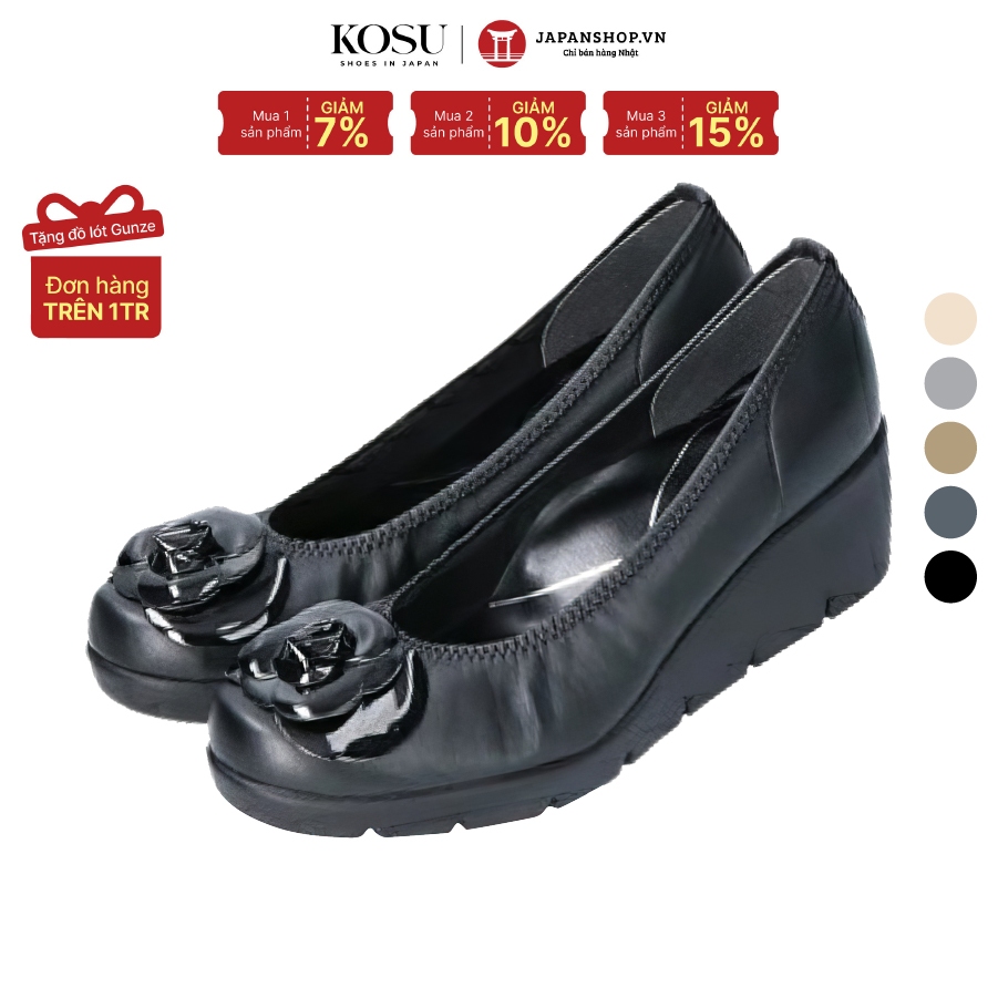 Giày da nữ cao 5,5 cm siêu nhẹ siêu bền, giày búp bê chống thấm nước KOSU 39608 chính hãng Kobe Nhật Bản