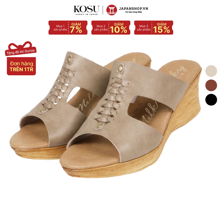 Dép đế xuồng nữ cao 6,5cm, dép cao gót siêu êm, siêu nhẹ chống trơn trượt KOSU 1312 chính hãng Kobe Nhật Bản
