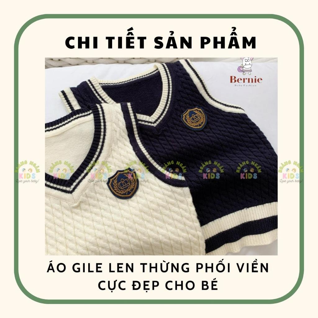 Áo gile len thừng phối viền phong cách Hàn Quốc, áo gile bé trai hàng Bernie
