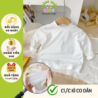 Áo thun trắng cổ lọ unisex cho bé, áo cotton cao cổ màu trắng trơn cho bé