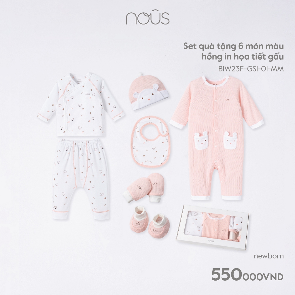 [Mã SGTTC40K giảm đến 40K đơn 50K] Set bộ quần áo Nous sơ sinh đầy tháng ( Newborn )