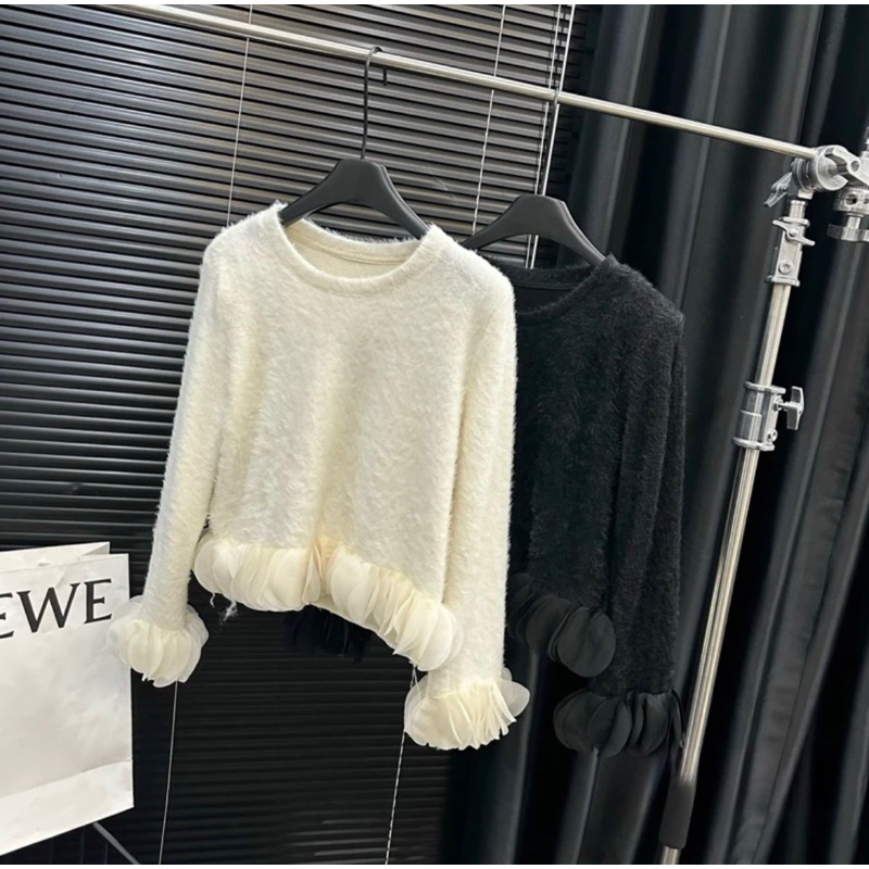 ÁO LEN LÔNG MỀM PHỐI BÈO TAY ĐIỆU ĐÀ QCCC