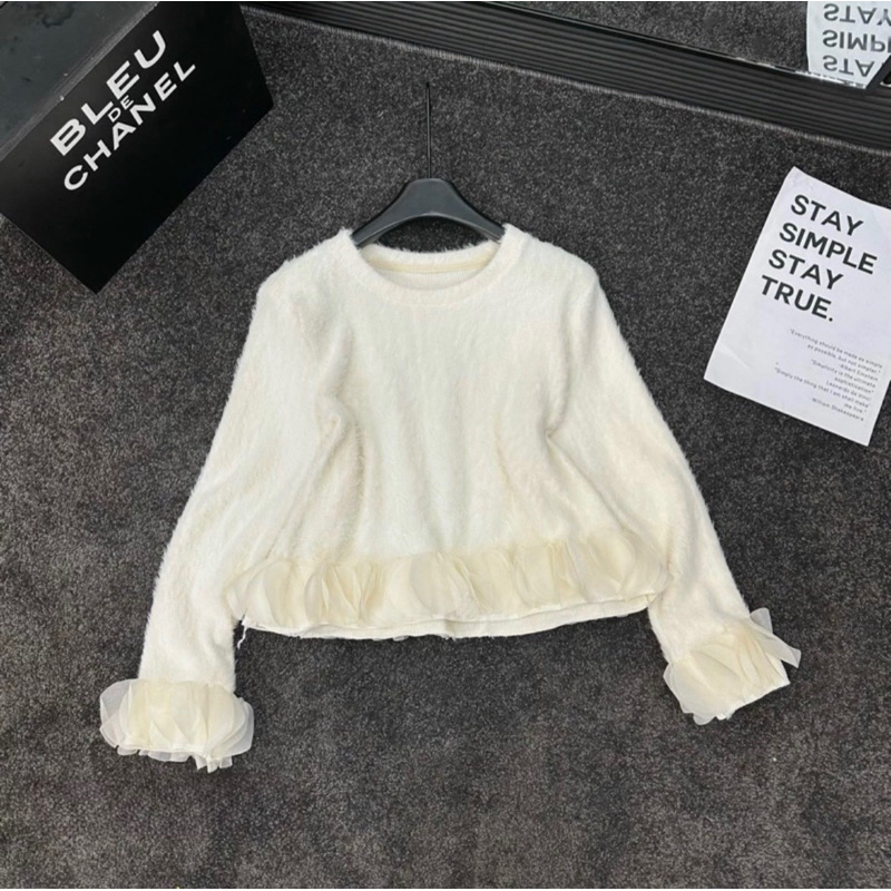 ÁO LEN LÔNG MỀM PHỐI BÈO TAY ĐIỆU ĐÀ QCCC