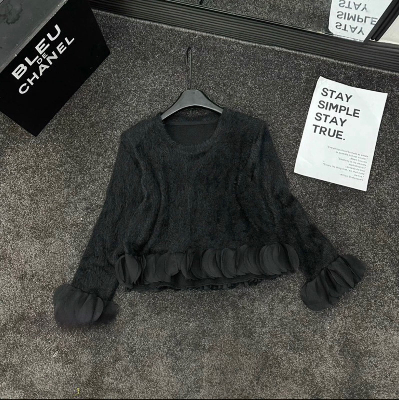 ÁO LEN LÔNG MỀM PHỐI BÈO TAY ĐIỆU ĐÀ QCCC