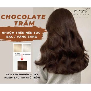 Kem nhuộm tóc phủ bạc nâu chocolate trầm - nhuộm trên nền tóc bạc, tẩy - tặng oxy