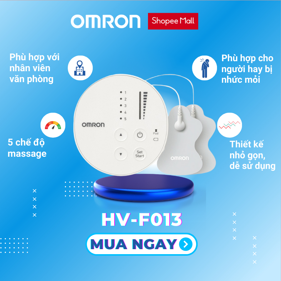 Máy xung điện trị liệu massage OMRON HV-F013 nhỏ gọn bảo hành chính hãng 2 năm