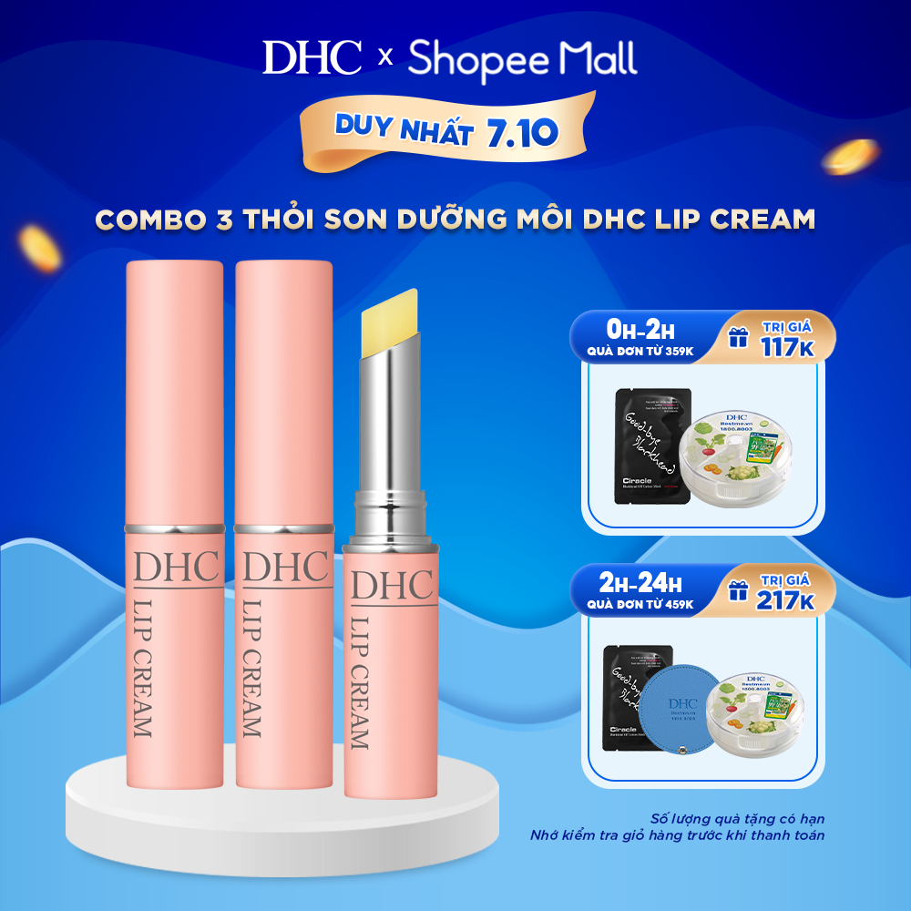 Combo 3 Thỏi Son dưỡng môi DHC Lip Cream dưỡng ẩm, làm mềm môi