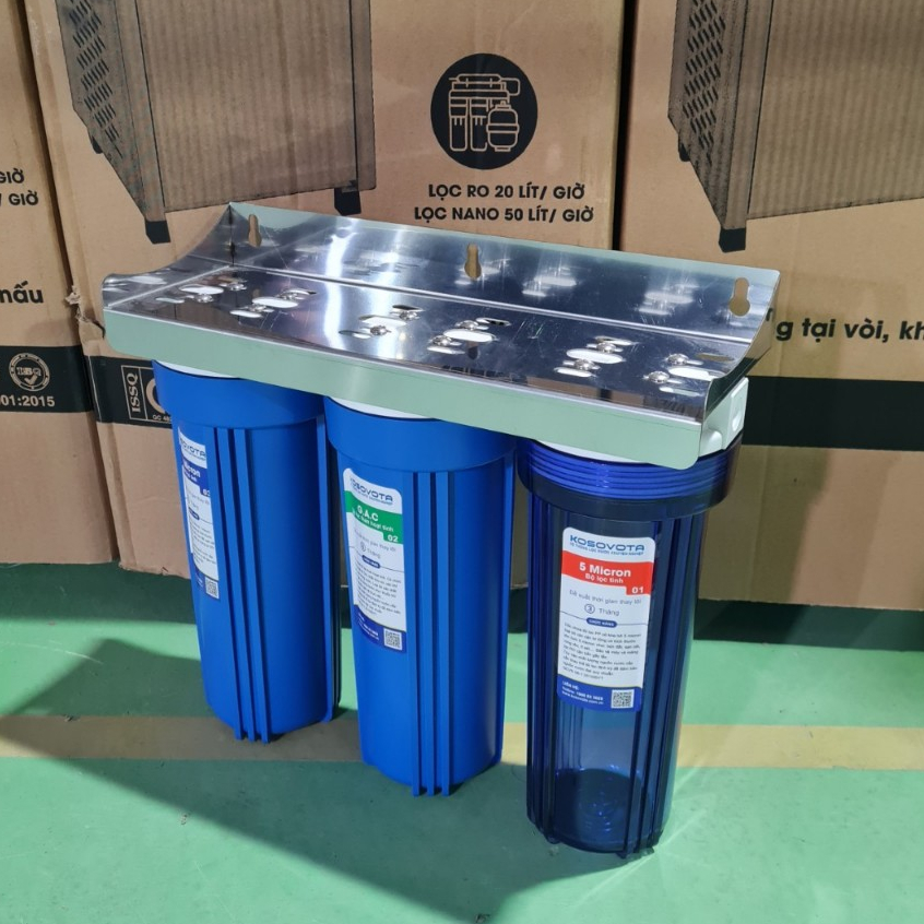 Giá treo 3 cốc lọc 10, 20 inch inox