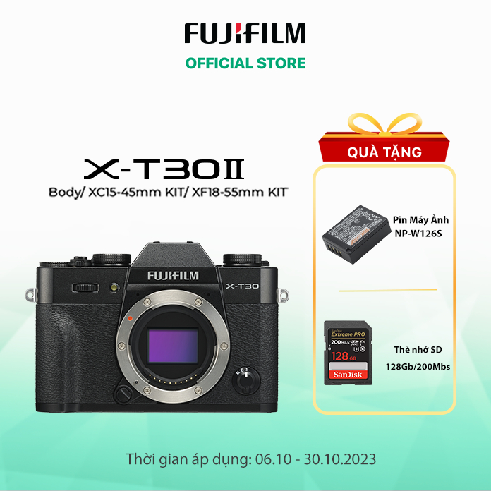 Máy ảnh kỹ thuật số Fujifilm X-T30II (10.2023: Tặng kèm 1 thẻ nhớ 128GB + 1 pin 126S)