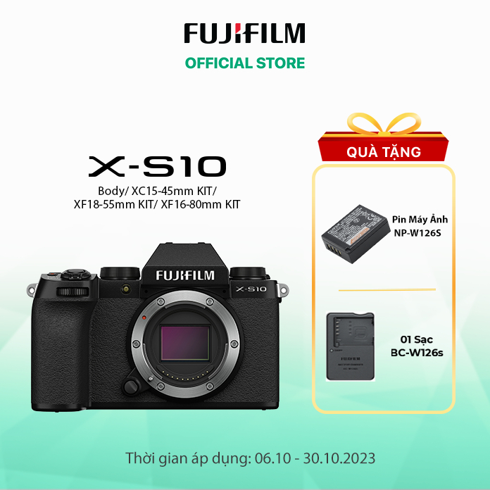 Máy ảnh kỹ thuật số Fujifilm X-S10 (Tặng: Pin 126S + Sạc 126S)