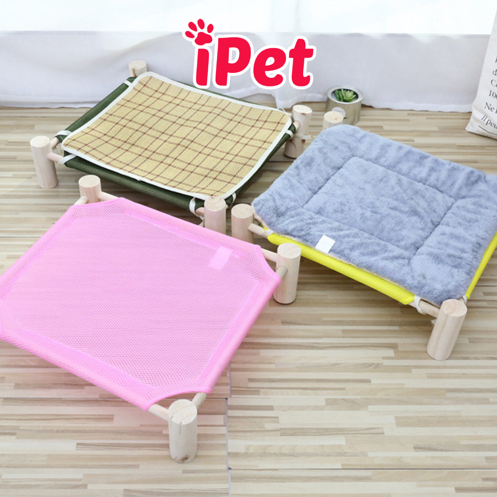 Giường Võng Gỗ Cho Thú Cưng Chó Mèo Phong Cách Nhật Bản Dễ Thương - iPet Shop