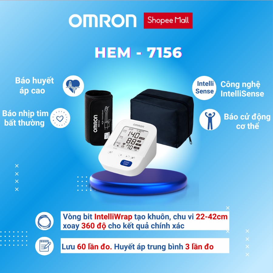 Máy đo huyết áp bắp tay tự động OMRON HEM-7156/HEM-7156T ( NEW) vòng bít xoay 360 độ ôm sát bảo hanh 5 năm chính hãng