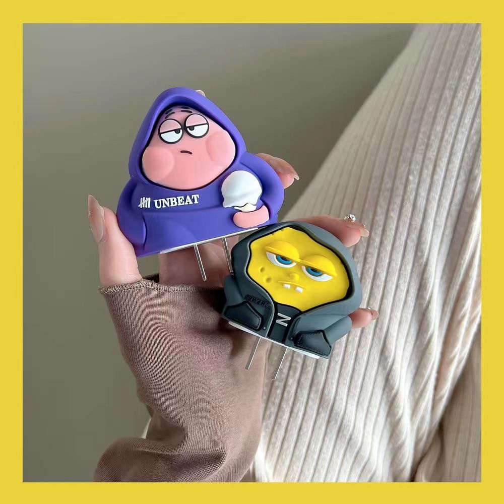 Bộ Đầu Bảo Vệ Củ Sạc Và Cáp Sạc Bằng Silicon Cho Sạc Nhanh PD 18W/20W  IPHONE 11|12|13|14|15 Họa Tiết Hoạt Hình