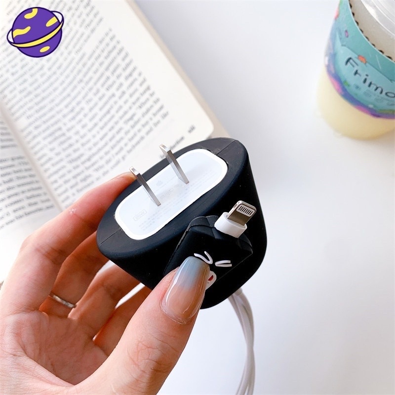 Bộ Đầu Bảo Vệ Củ Sạc Và Cáp Sạc Bằng Silicon Cho Sạc Nhanh PD 18W/20W  IPHONE 11|12|13|14|15 Họa Tiết Hoạt Hình