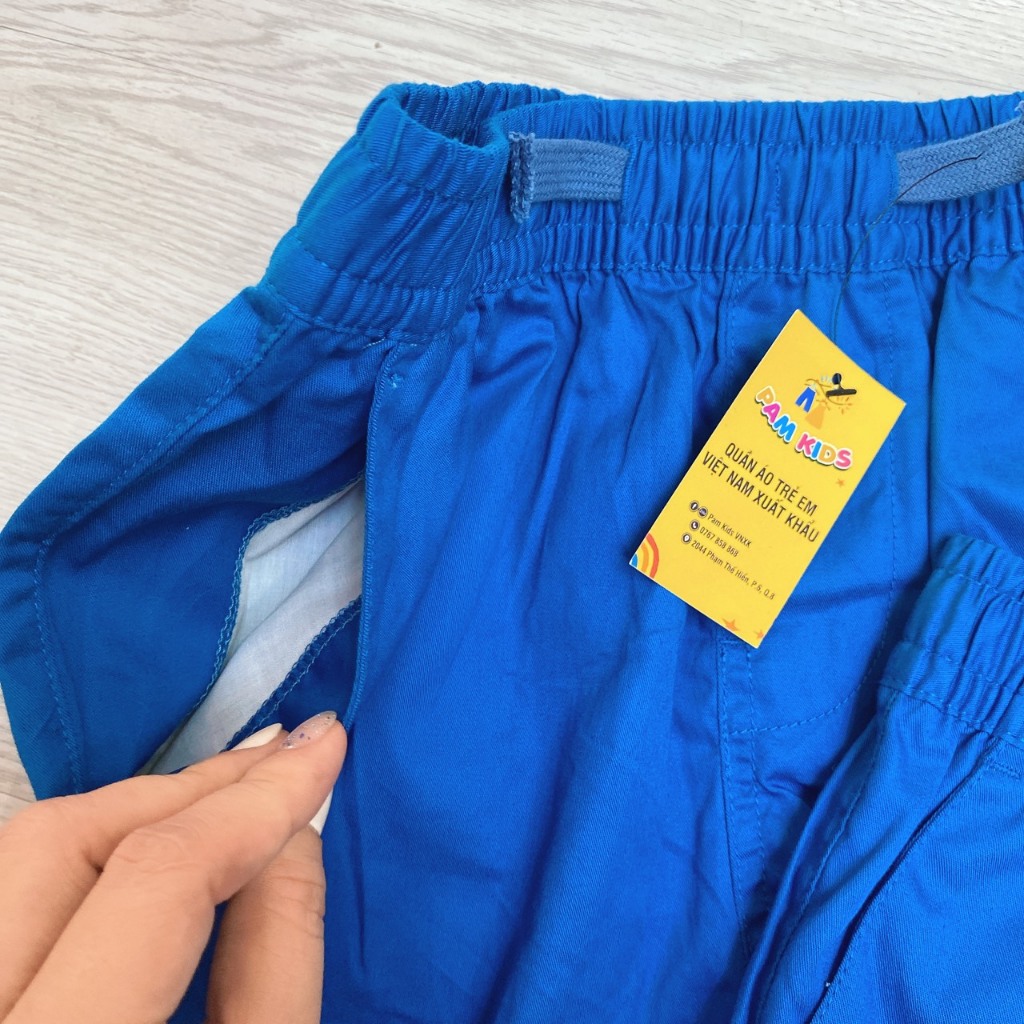 P246 Quần short kaki cotton mềm bé trai lưng thun hàng VNXK dư xịn