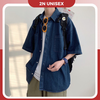 Áo sơ mi nam nữ form rộng 2N Unisex somi jeans khoác ngoài số 5