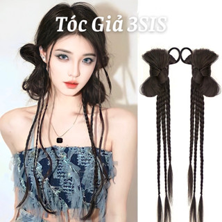 Tóc giả thắt bím thắt nơ cho nữ ( 1 CHIẾC ), tóc tết thắt bính nơ dài dễ thương