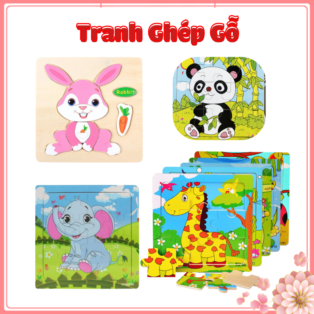 Tranh Ghép Gỗ Các Loại Cho Bé Chủ Đề Động Vật, Phương Tiện Giao Thông, Đồ Chơi Xếp Hình Benrikids