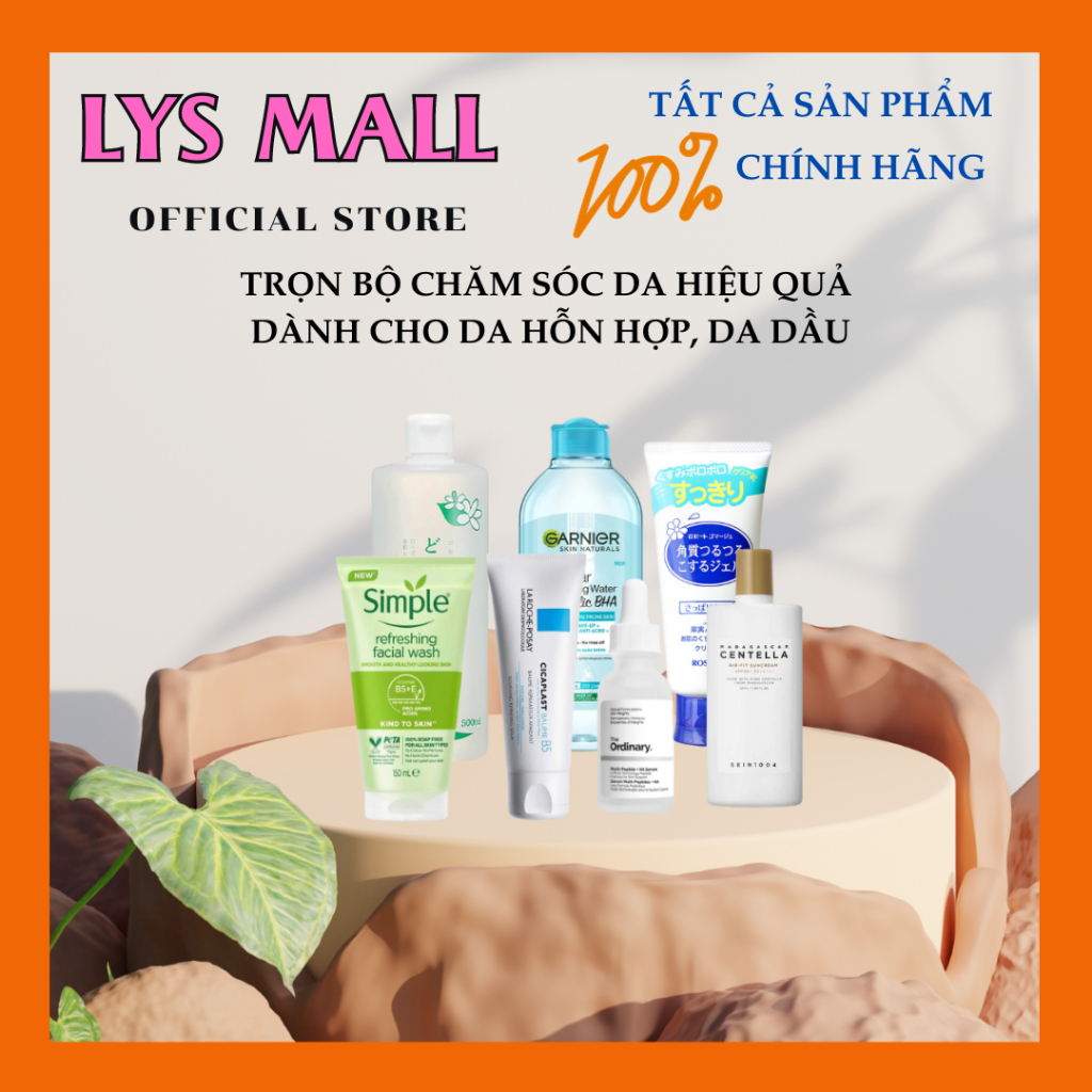 [LYS MALL] COMBO Trọn Bộ 7 Sản Phẩm SkinCare Làm Đẹp Sạch Da Dầu, Da Hỗn Hợp Lành Tính Dịu Nhẹ