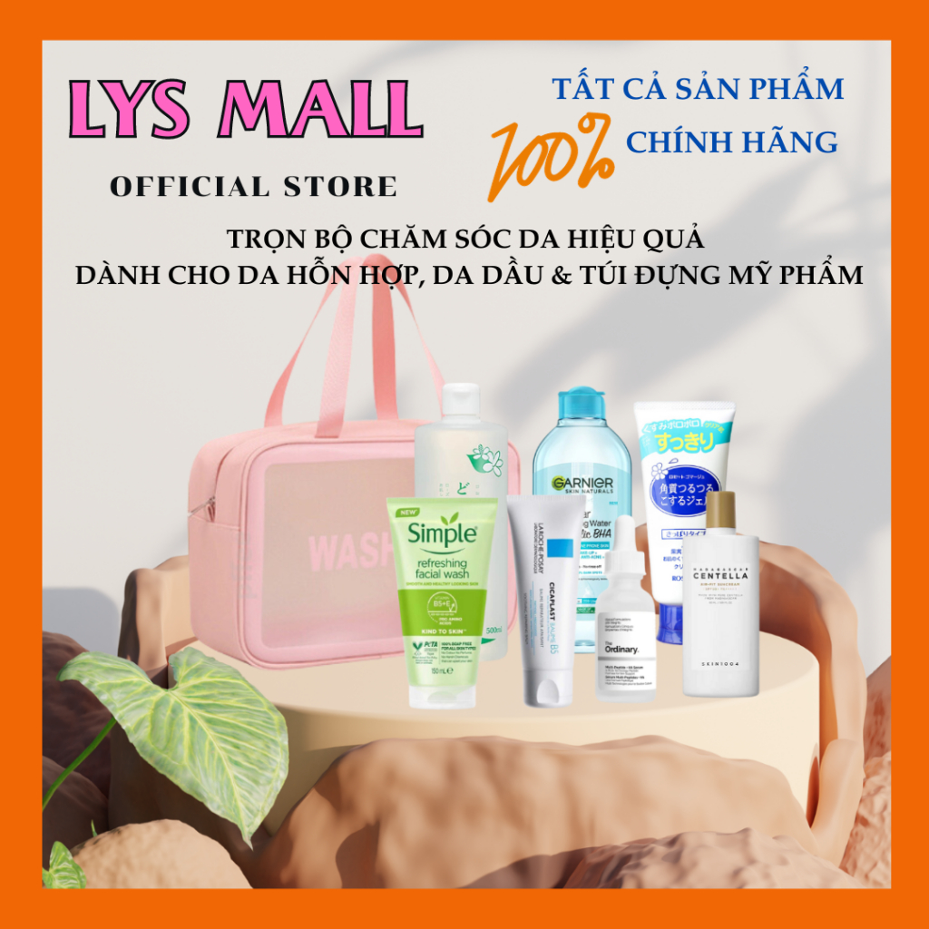 [LYS MALL] COMBO Trọn Bộ 7 Sản Phẩm SkinCare Làm Đẹp Sạch Da Dầu, Da Hỗn Hợp Lành Tính Dịu Nhẹ