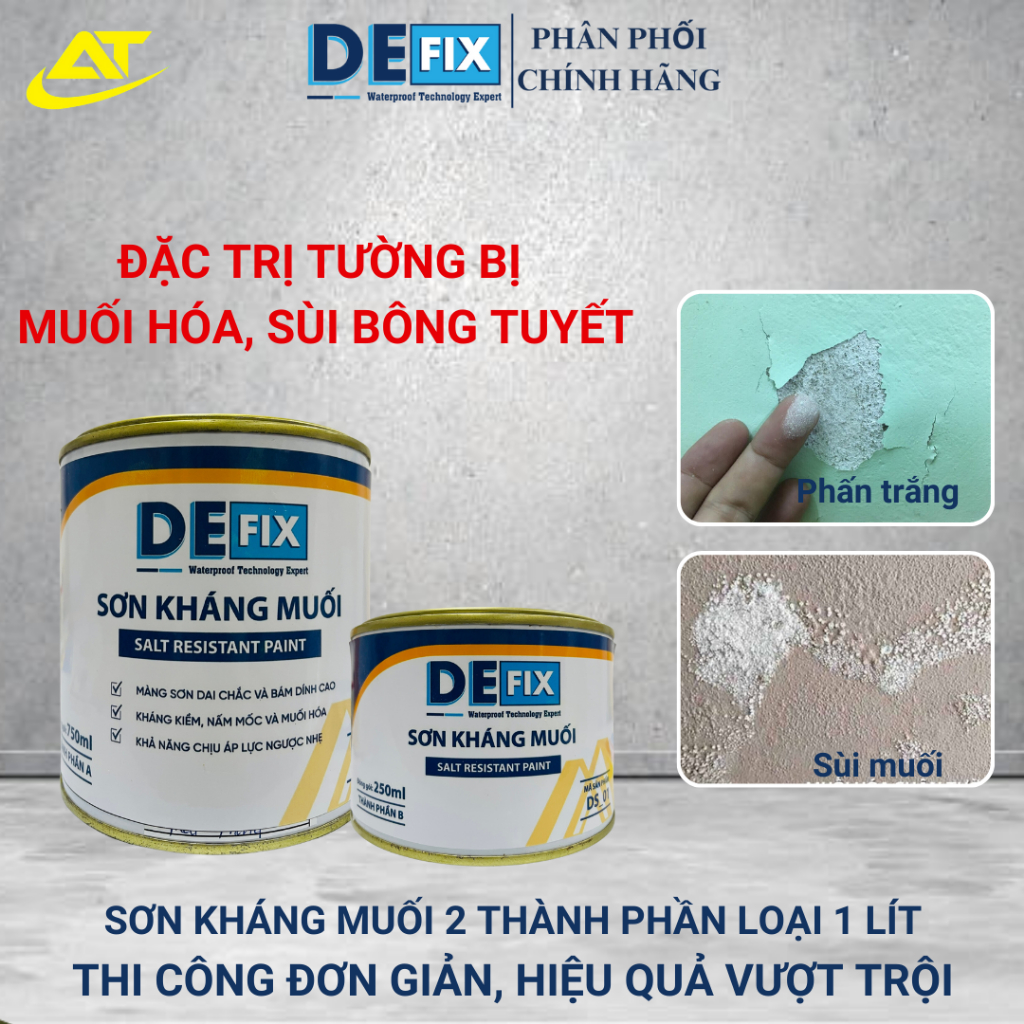 Sơn kháng muối, xử lý tường bị muối hóa, kiềm hóa, loang màu #Bộ 1 Lít