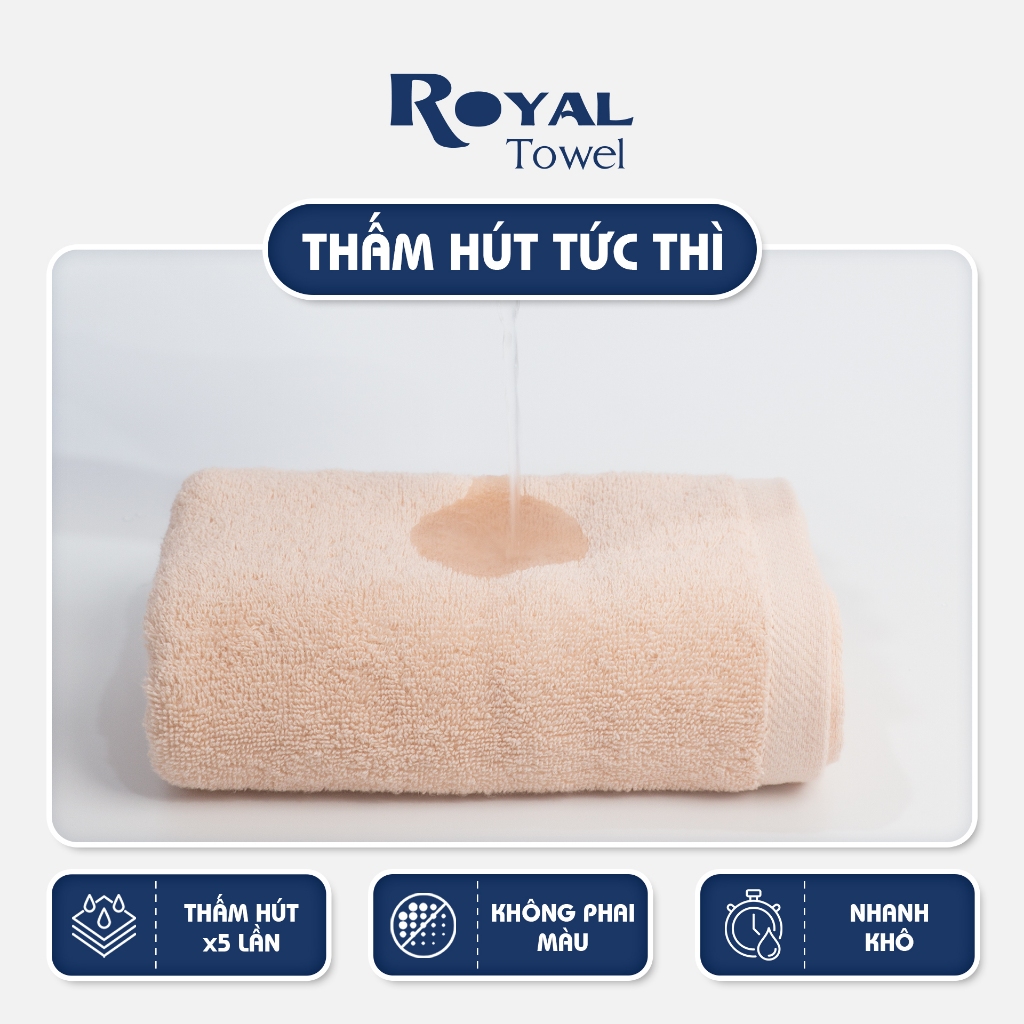 Bộ 3 khăn gội - mặt cotton cao cấp Royal Towel thêu hình thể thao với chất liệu mềm mịn, kháng khuẩn cho gia đình