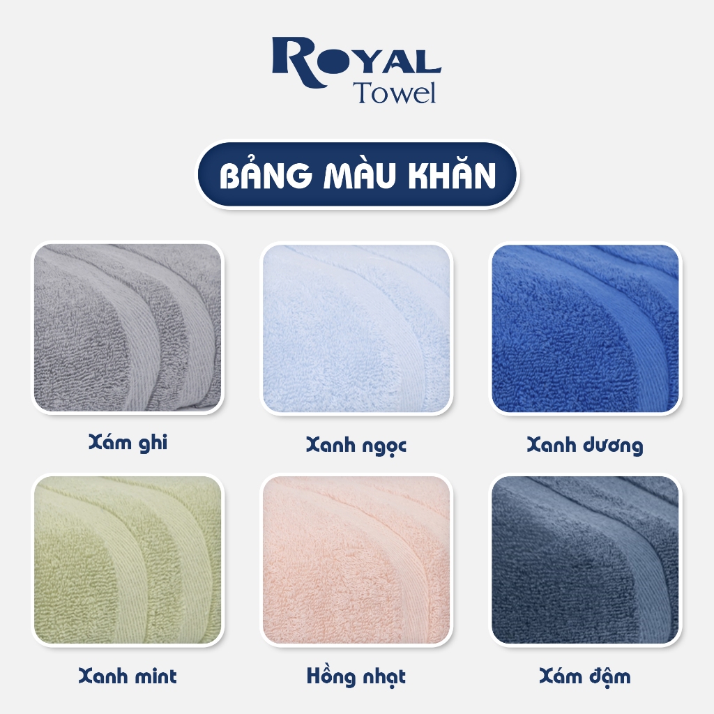 Bộ 3 khăn gội - mặt cotton cao cấp Royal Towel thêu hình thể thao với chất liệu mềm mịn, kháng khuẩn cho gia đình