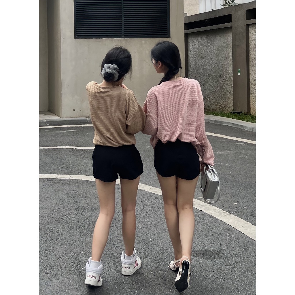 Áo thun xốp nhăn phong cách vintage sẵn 5 màu hot hit