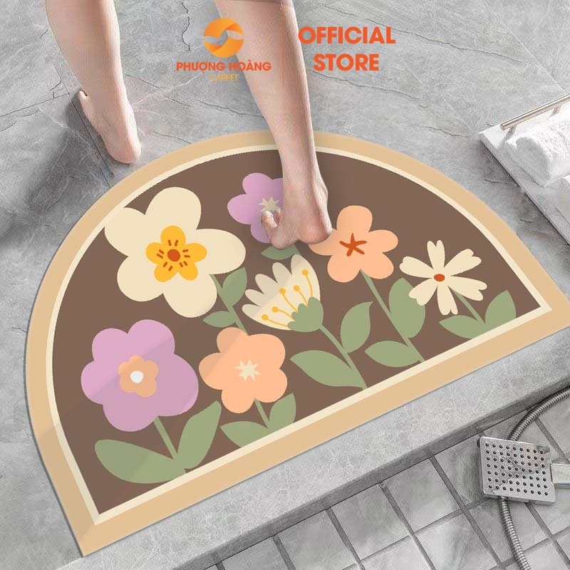Thảm Chùi Chân Bali Bán Nguyệt Hình Thú, Hoa Quả - Đế Cao Su