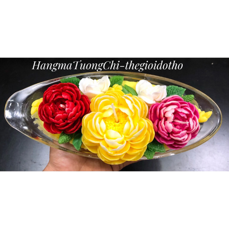 Nến Thuyền Hoa Mẫu Đơn, Hoa Súng Dâng Phật, Cúng Dường, Thắp Hương Lễ Tết. Nến Bơ Sạch, Không Khói, Không Muội Đen.