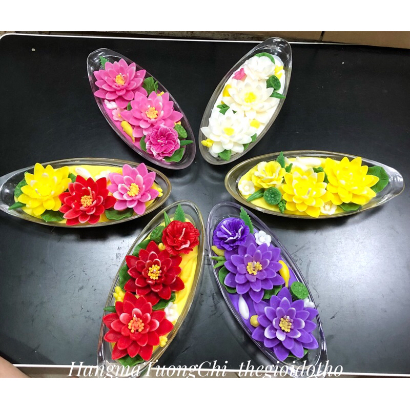 Nến Thuyền Hoa Mẫu Đơn, Hoa Súng Dâng Phật, Cúng Dường, Thắp Hương Lễ Tết. Nến Bơ Sạch, Không Khói, Không Muội Đen.