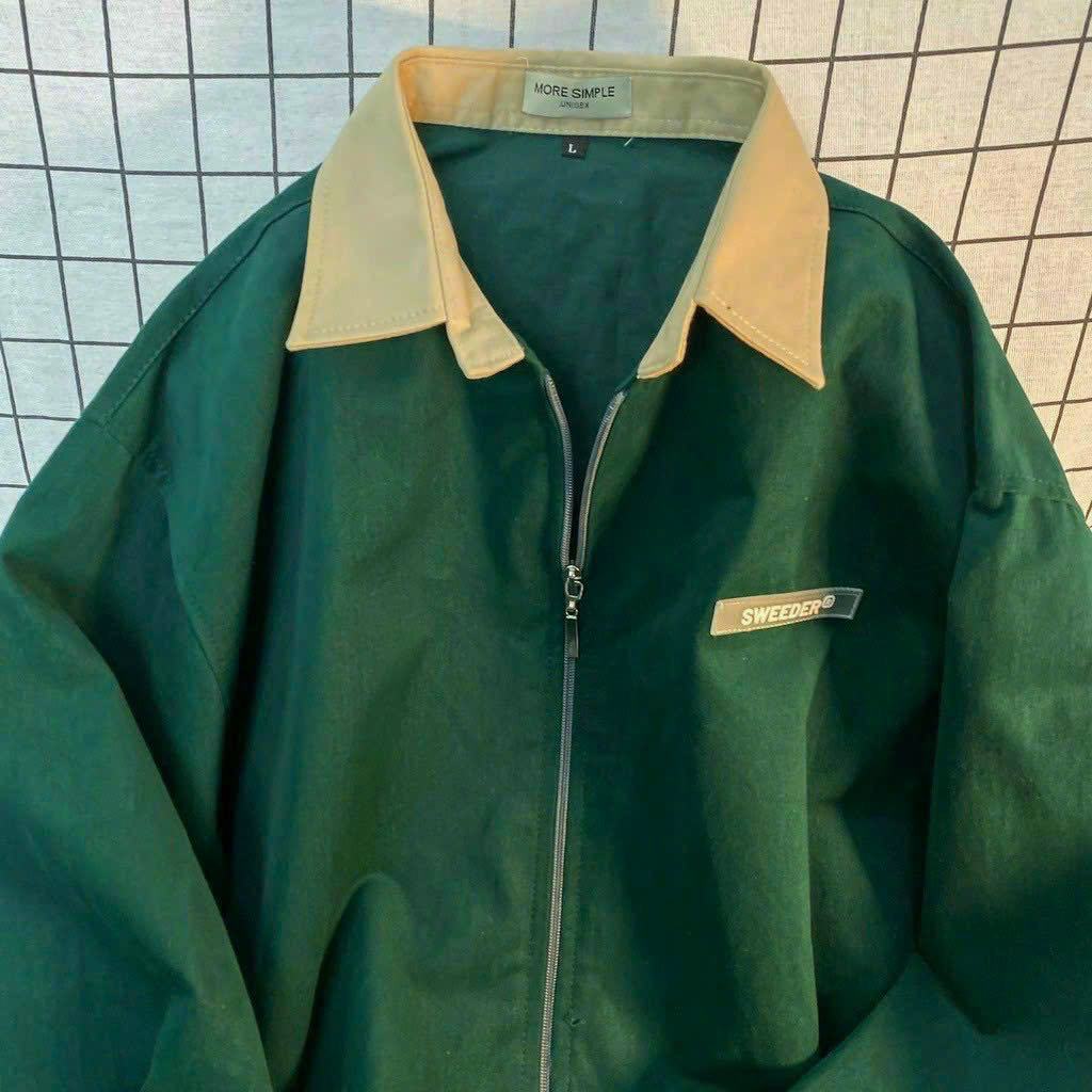 Áo khoác kaki Lyihome form rộng unisex nam nữ -  chất kaki mịn mát, có dây kéo bo tay