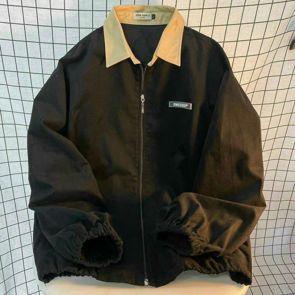 Áo khoác kaki Lyihome form rộng unisex nam nữ -  chất kaki mịn mát, có dây kéo bo tay