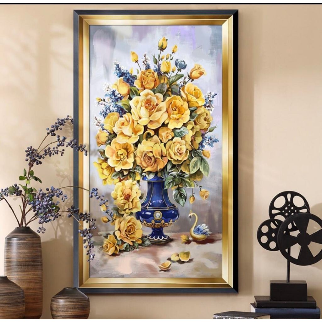 Tranh thêu kín Hoa Hồng Khoe Sắc