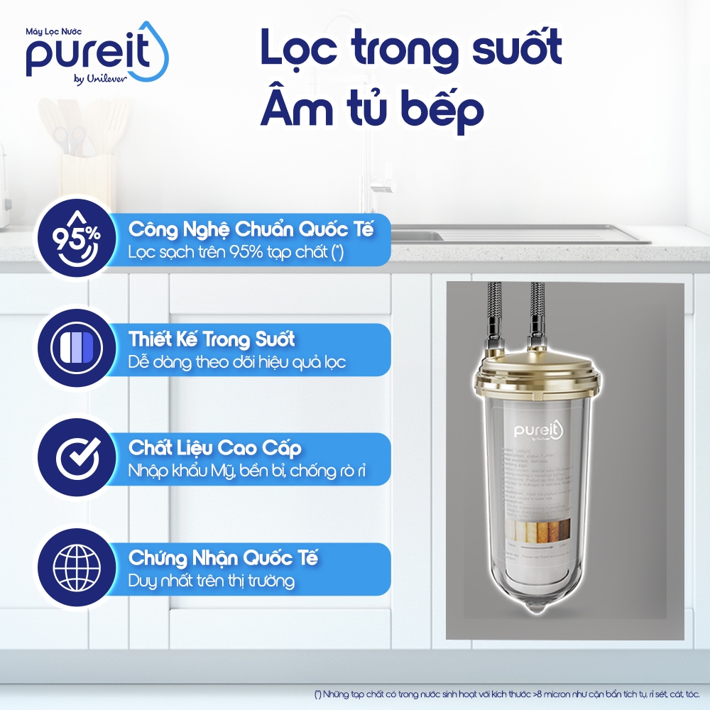 [25-27.12 QUÀ TẶNG 250K | MIỄN PHÍ LẮP ĐẶT | BẢO HÀNH 12 THÁNG] Lọc Thô Trong Suốt Âm Tủ Bếp Pureit