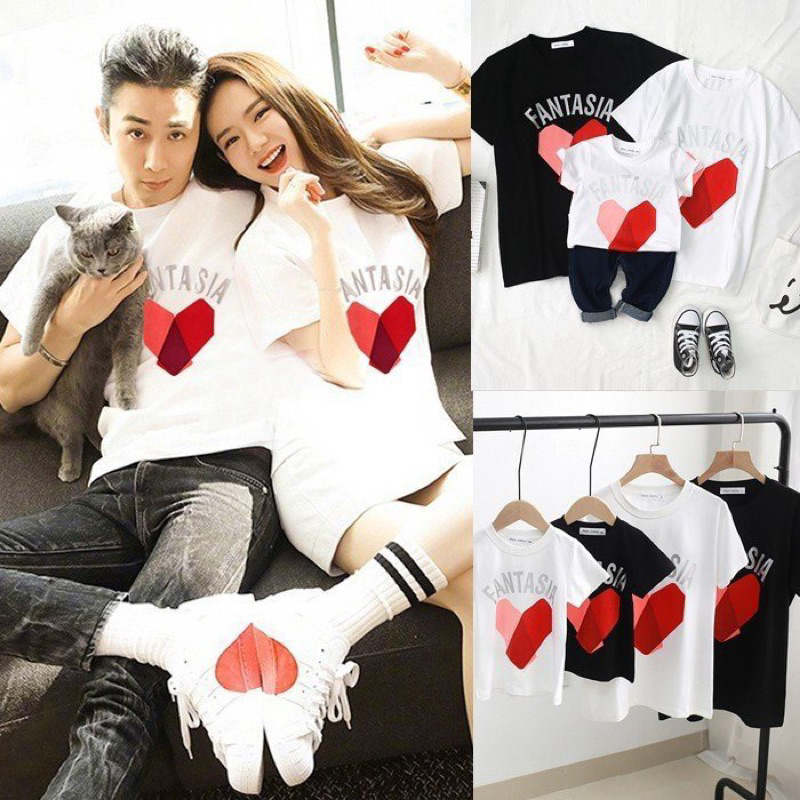 Áo thun gia đình nam nữ co dãn thấm hút không xù