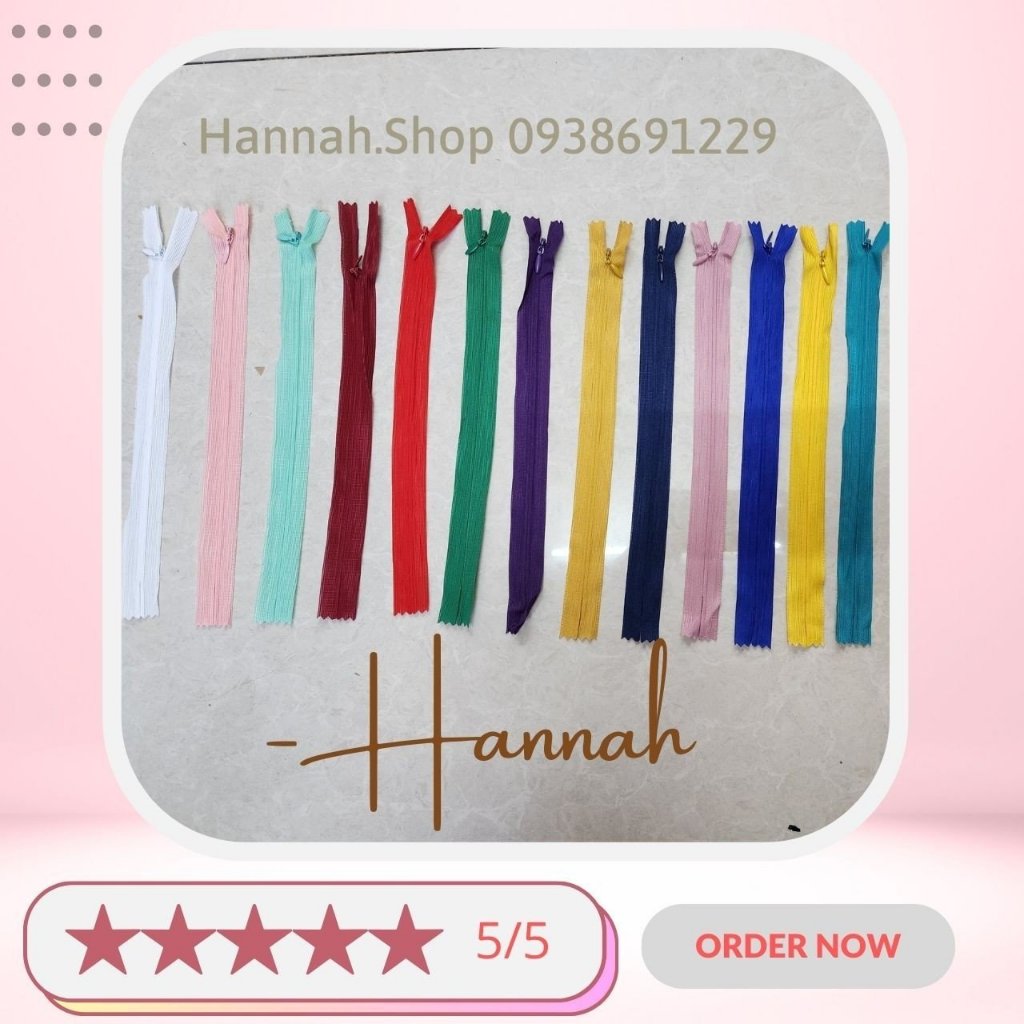 Dây Kéo Giọt Nước 25cm, 60cm dùng cho váy, áo Dài.
