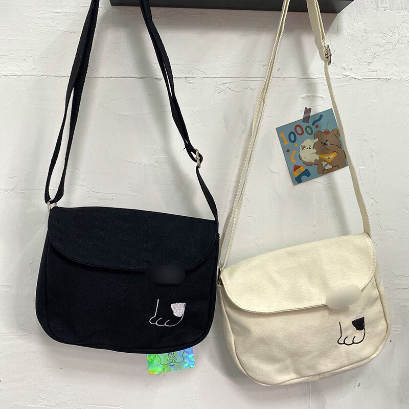 Túi đeo chéo vải đi chơi Chân cún dễ thương