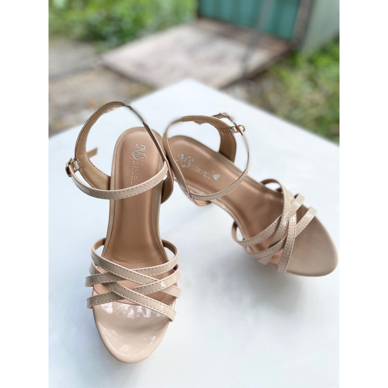 Giày cao gót catwalk đế đúp 4 dây chéo thời trang, thanh lịch 13cm - NS2119