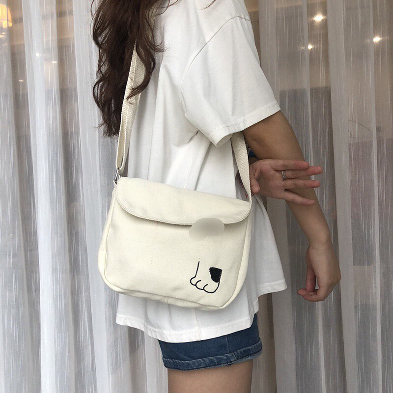 Túi đeo chéo vải đi chơi Chân cún dễ thương