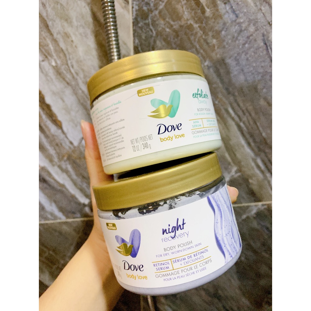 Tẩy Tế Bào Chết Dove Body Love Tích Hợp Serum AHA và Retinol Cho Da Sần Sùi 340g - Hàng Mỹ Chính Hãng