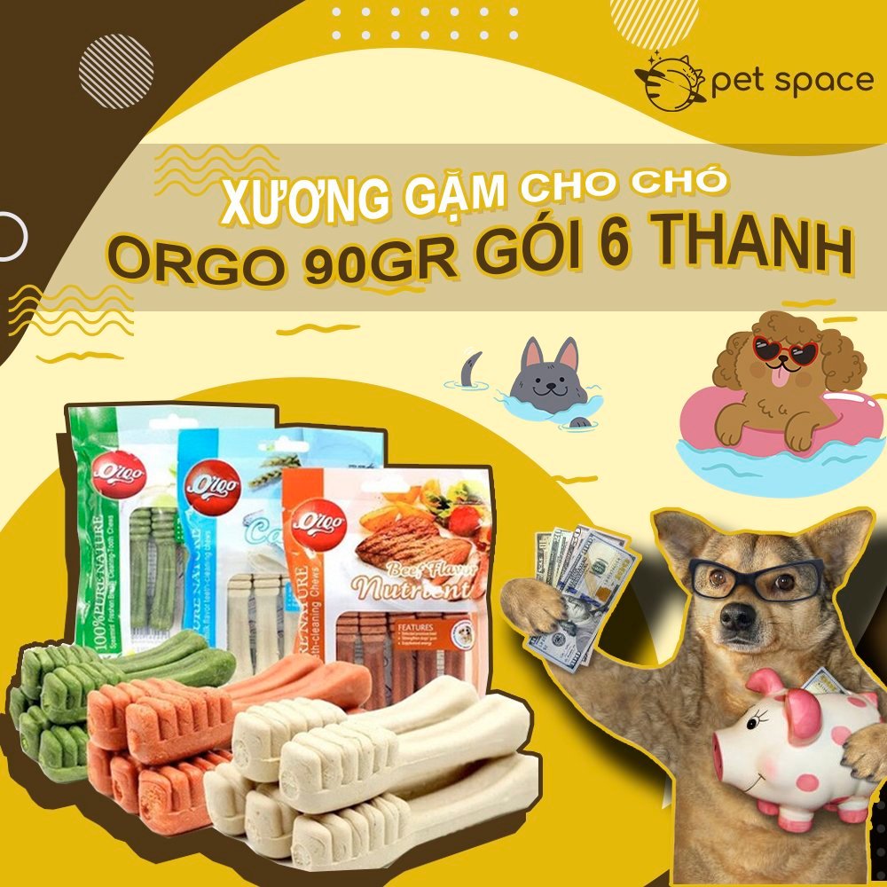 Xương Gặm cho chó Orgo bổ sung Canxi gói 06 thanh 90g