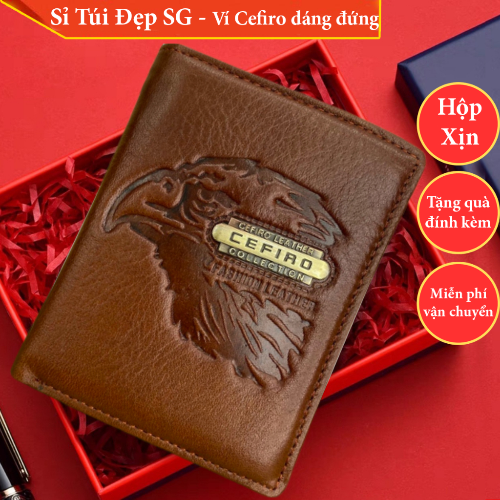 Ví Nam Da Bò Thật, Bóp Nam dáng đứng cao cấp gấp đôi có ngăn kéo - VN006 - Ví Nam Da Bò HCM