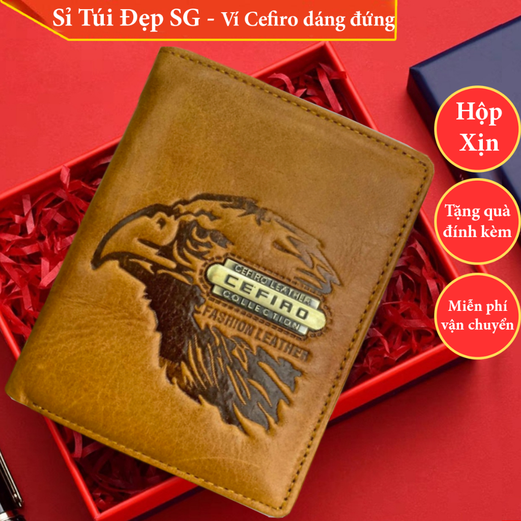 Ví Nam Da Bò Thật, Bóp Nam dáng đứng cao cấp gấp đôi có ngăn kéo - VN006 - Ví Nam Da Bò HCM