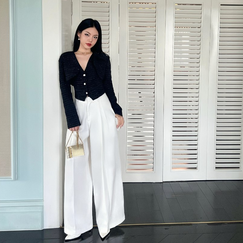 Áo Khoác Tweed Kiểu Nữ Dáng Ngắn Dài Tay & Áo Gile Phối Túi Đính Khuy Bạc Vuông Sang Trọng Đi Làm - Baie Coat & Vest