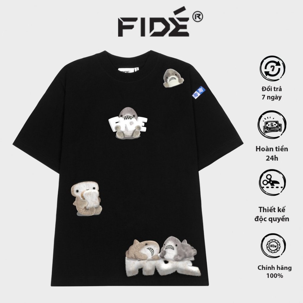 Áo thun FIDE shark unisex form rộng cổ tròn SHARK CUTE - AT09