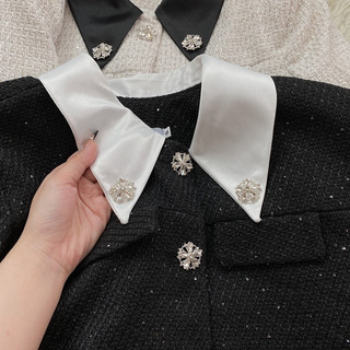 Set dạ nhũ cổ sơ mi cúc đá 238