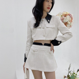 Set dạ nhũ cổ sơ mi cúc đá 238