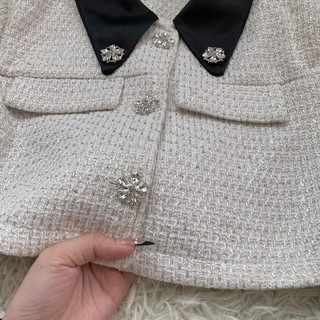 Set dạ nhũ cổ sơ mi cúc đá 238